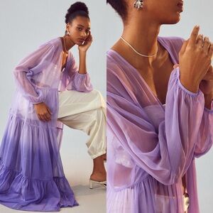 Anthropologie / NWT Tiered Sheer Ombré Duster IN Purple